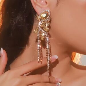 Gold Crystal Dangle Earrings